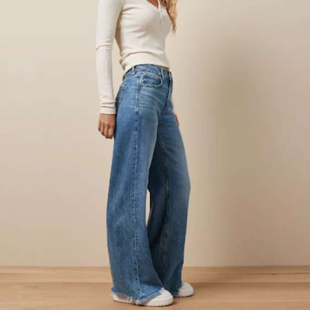 AE Dreamy Drape Super High-Waisted Baggy Wide-Leg Jean NWT 16 Reg
